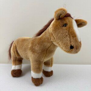Vintage ASI Plush Brown Horse Stuffed Animal Plush Toy With White Accents